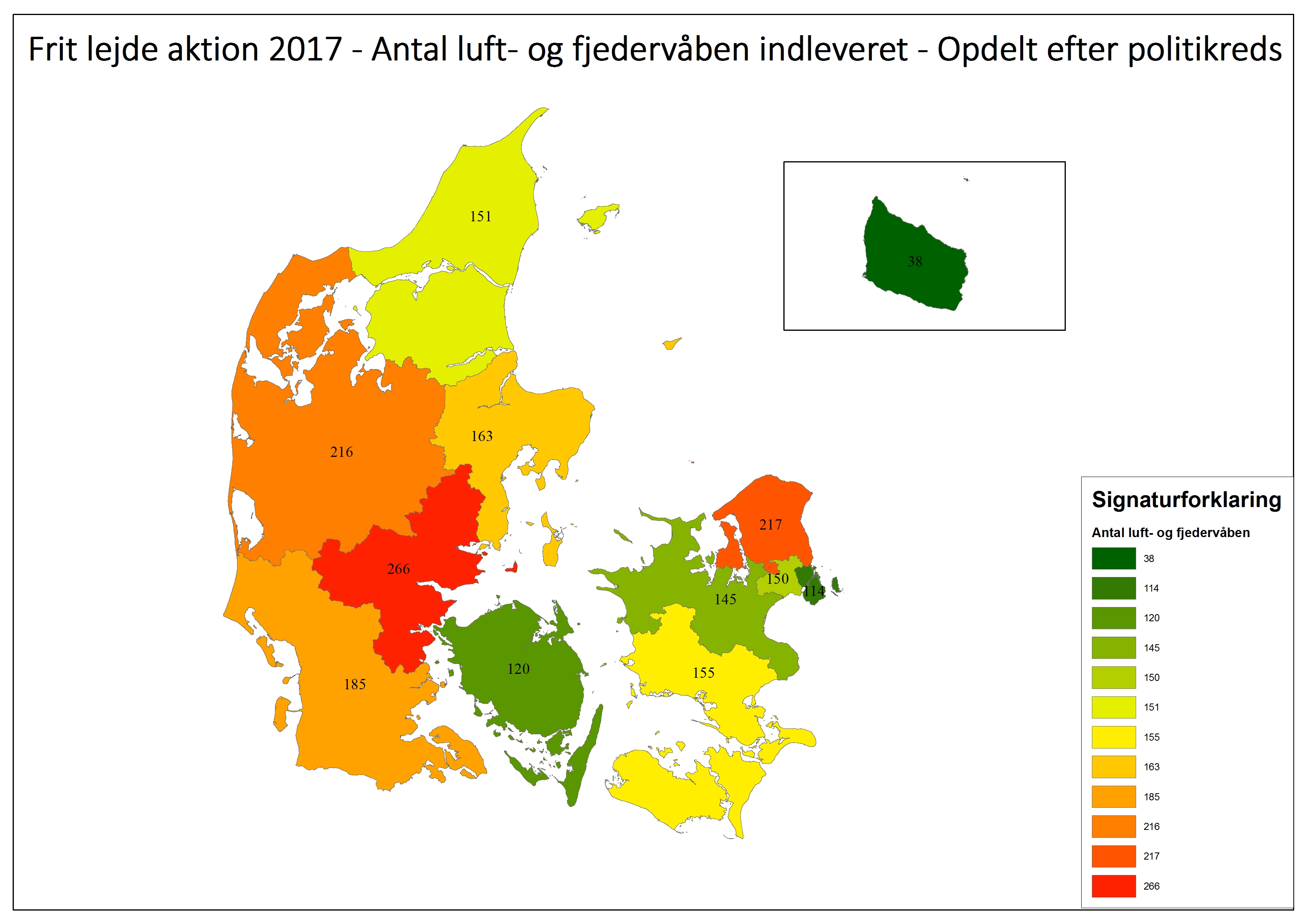 Indleverede luft- og fjedervåben.